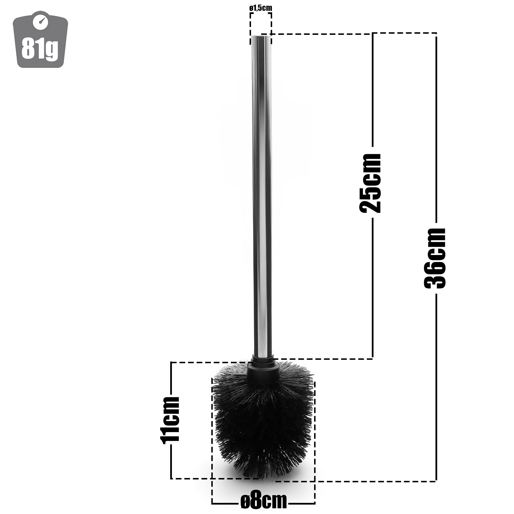 BigDean Klobürste Schwarz 4er Set abnehmbar 8cm