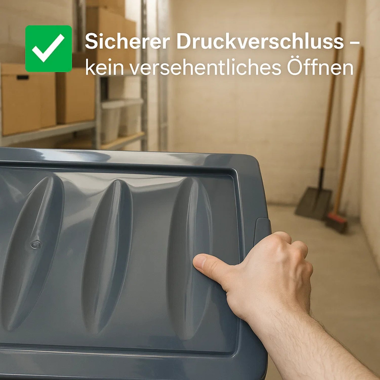 BigDean Budget Line Aufbewahrungsbox 4x 60 L mit Deckel transparent