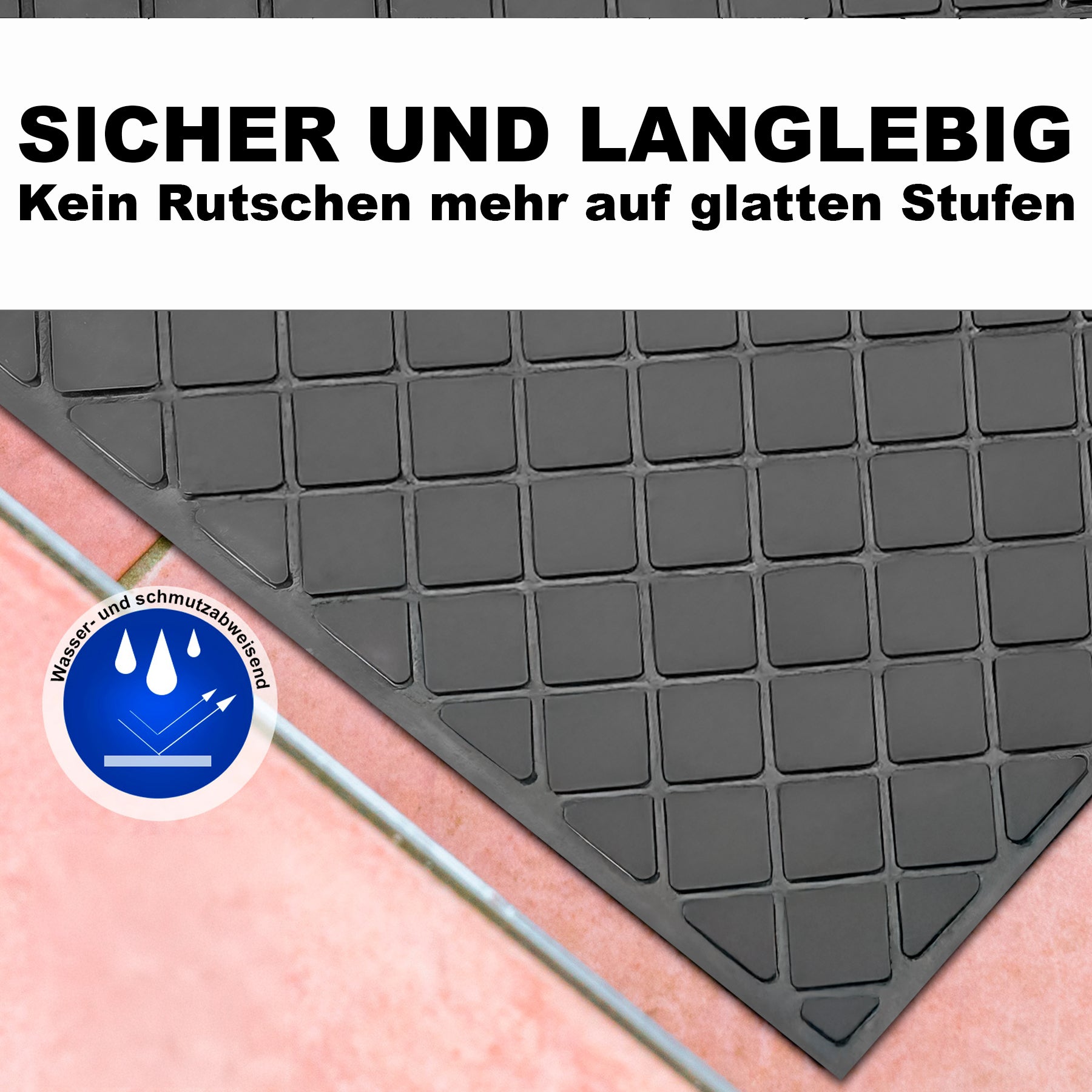BigDean Haushalt & Alltag Stufenmatten Gummi 75x25 cm 3 Stück