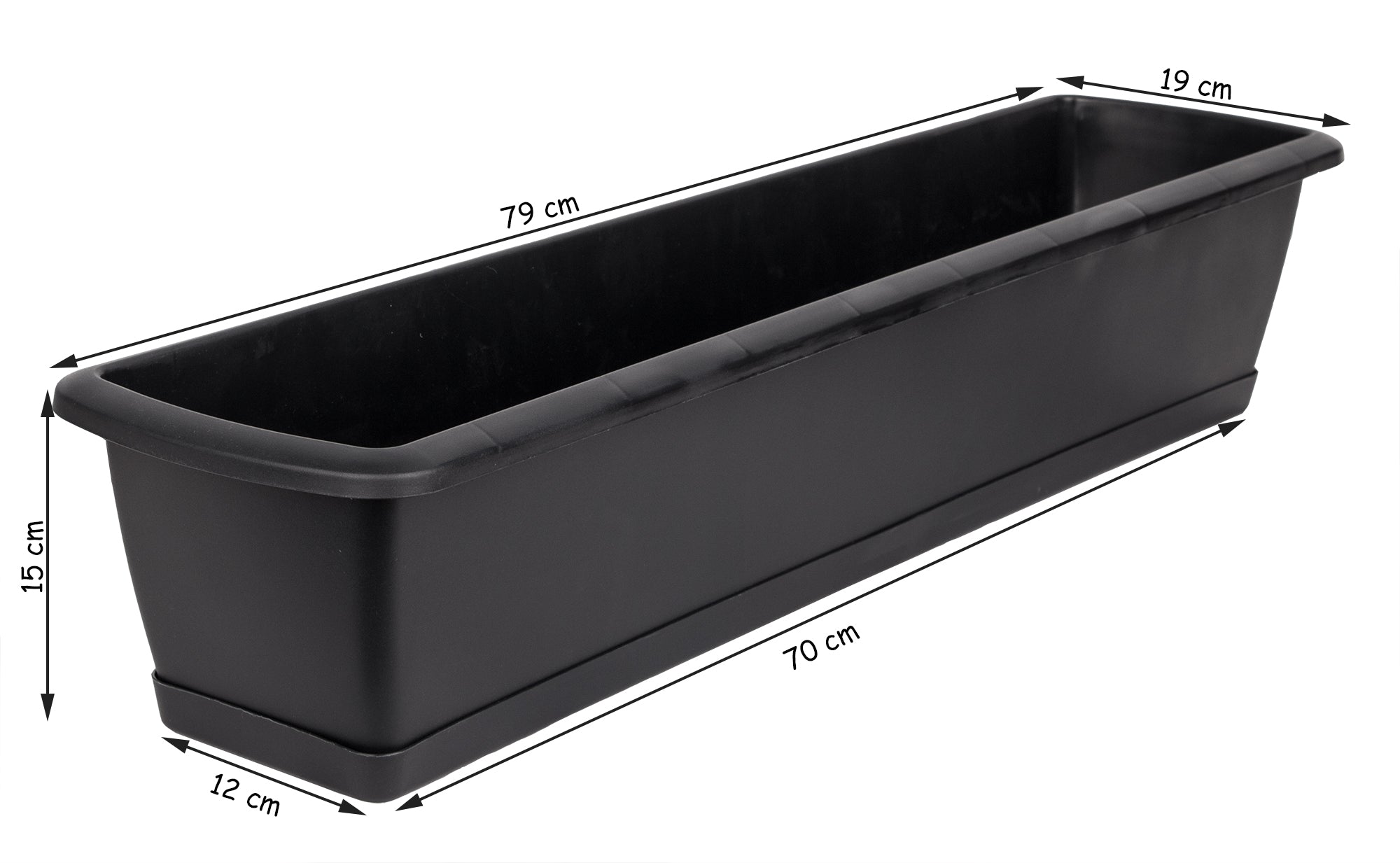 BigDean Blumenkasten 80cm Anthrazit 2er mit Untersetzer
