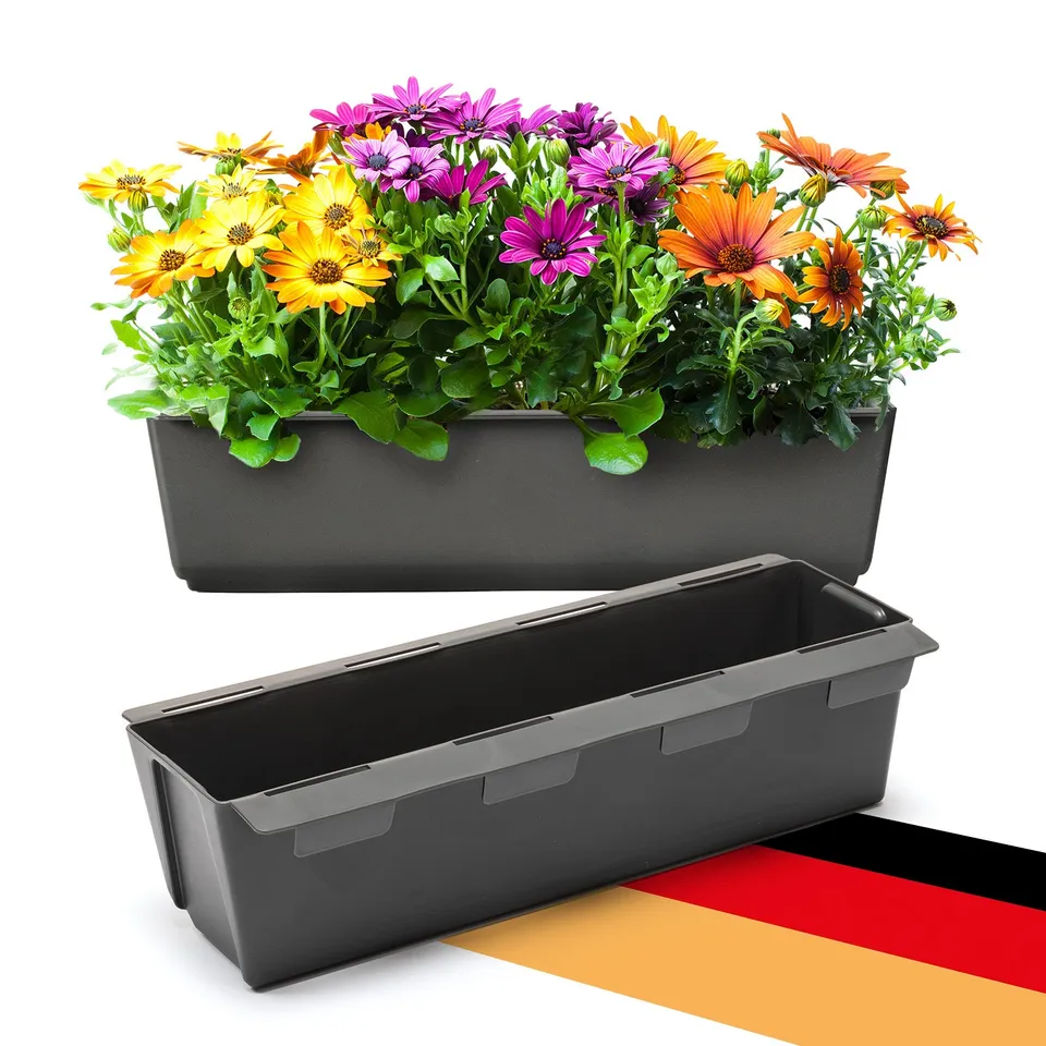 BigDean Garten Blumenkasten 37cm Anthrazit 2er Set für Palette