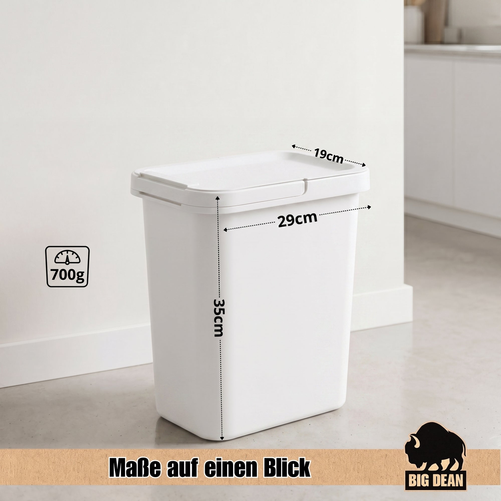 BigDean Haushalt & Alltag 12L Mülleimer mit Deckel und Henkel