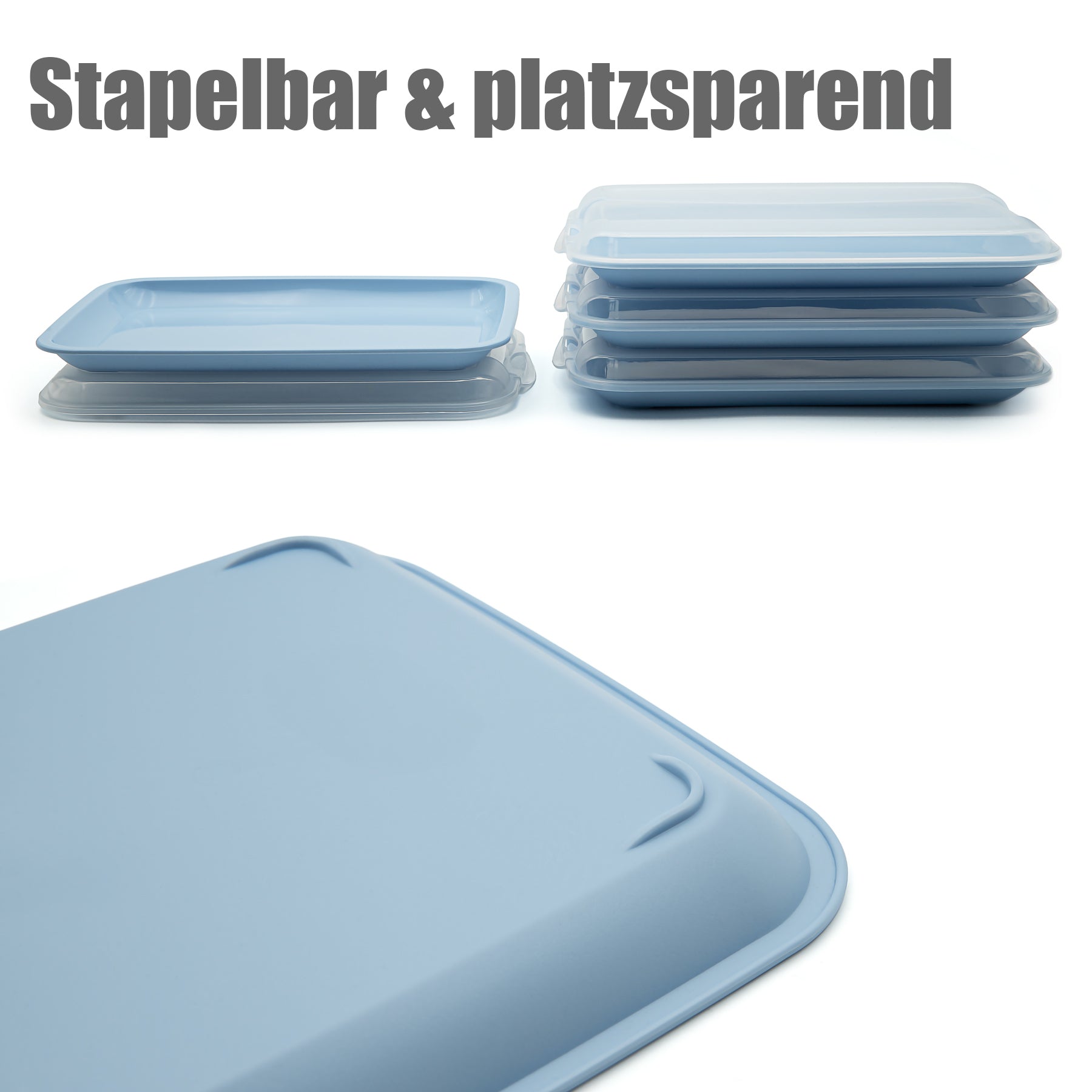 BigDean Aufschnittboxen 4er stapelbar Frischhaltedosen grau
