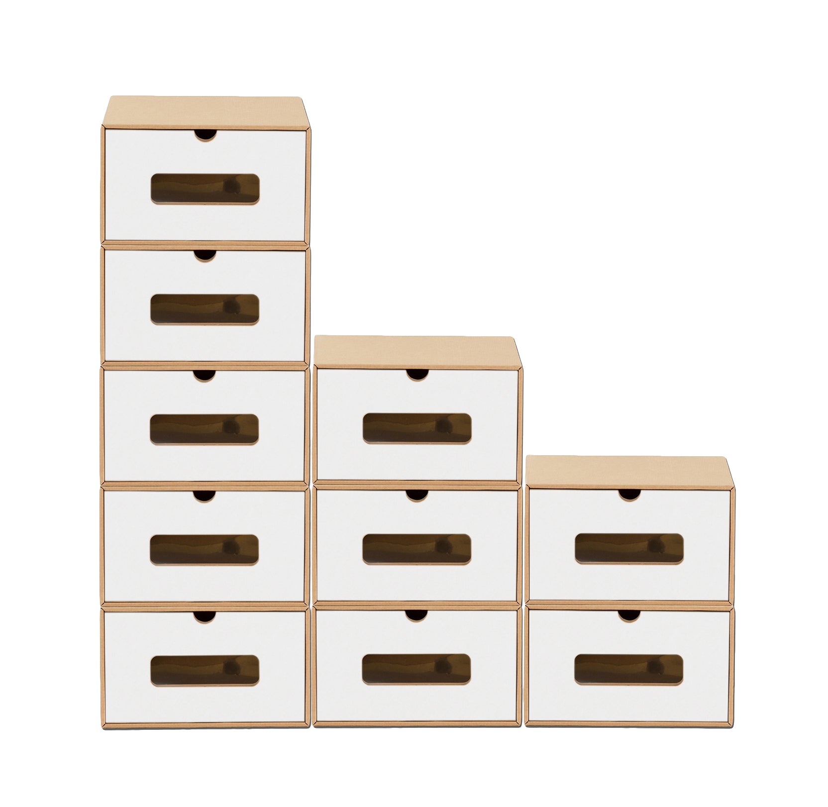 BigDean Haushalt Boxen-Set 10er Kraftpapier Sichtfenster Schublade