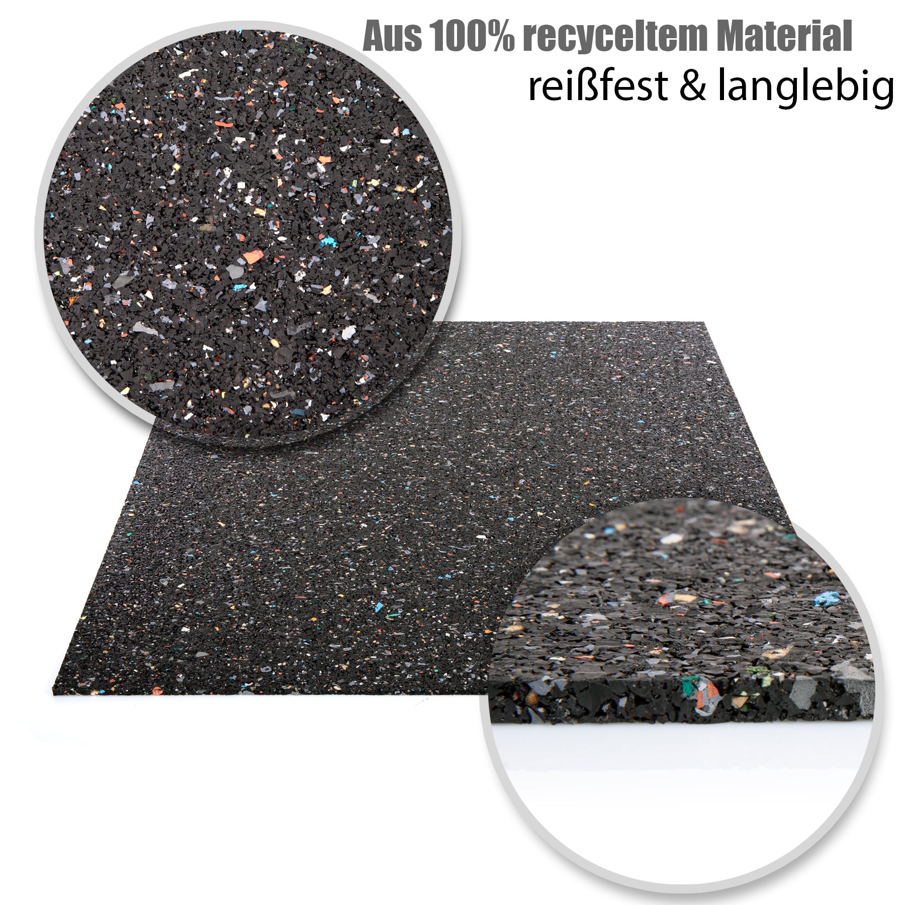 BigDean Antivibrationsmatte 60x60 cm Schwarz 1 cm Gummi