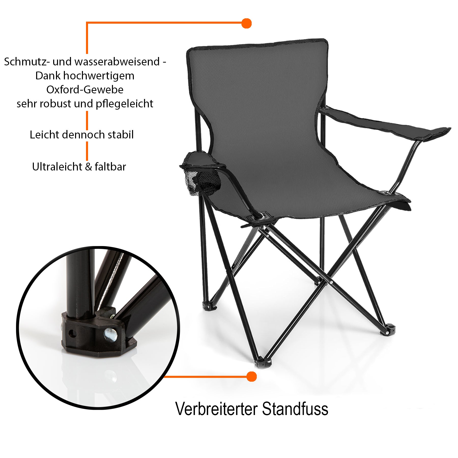 BigDean Campingtisch mit Stühlen Set dunkelgrau faltbar