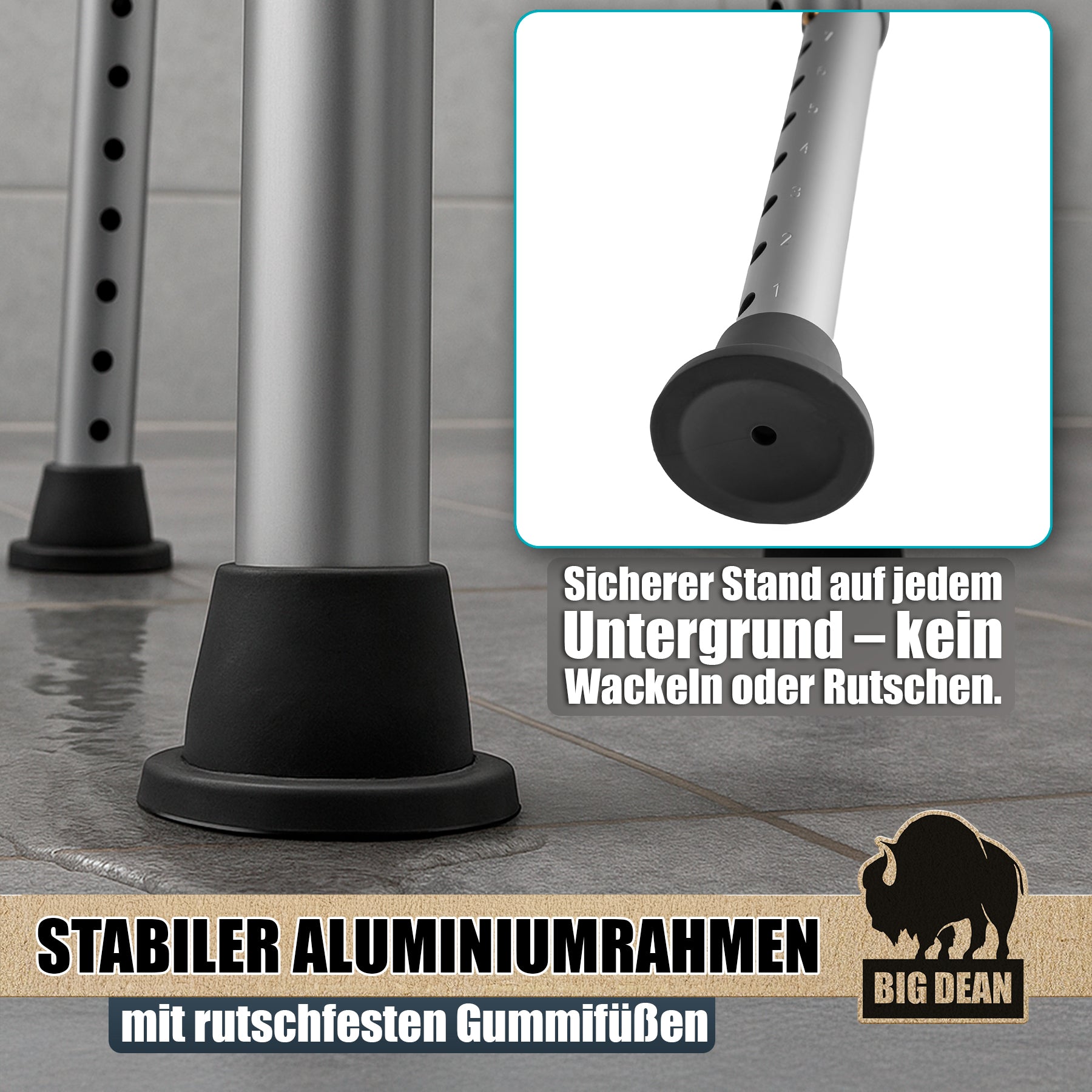 BigDean Bad Duschhocker 360° drehbar höhenverstellbar bis 136kg