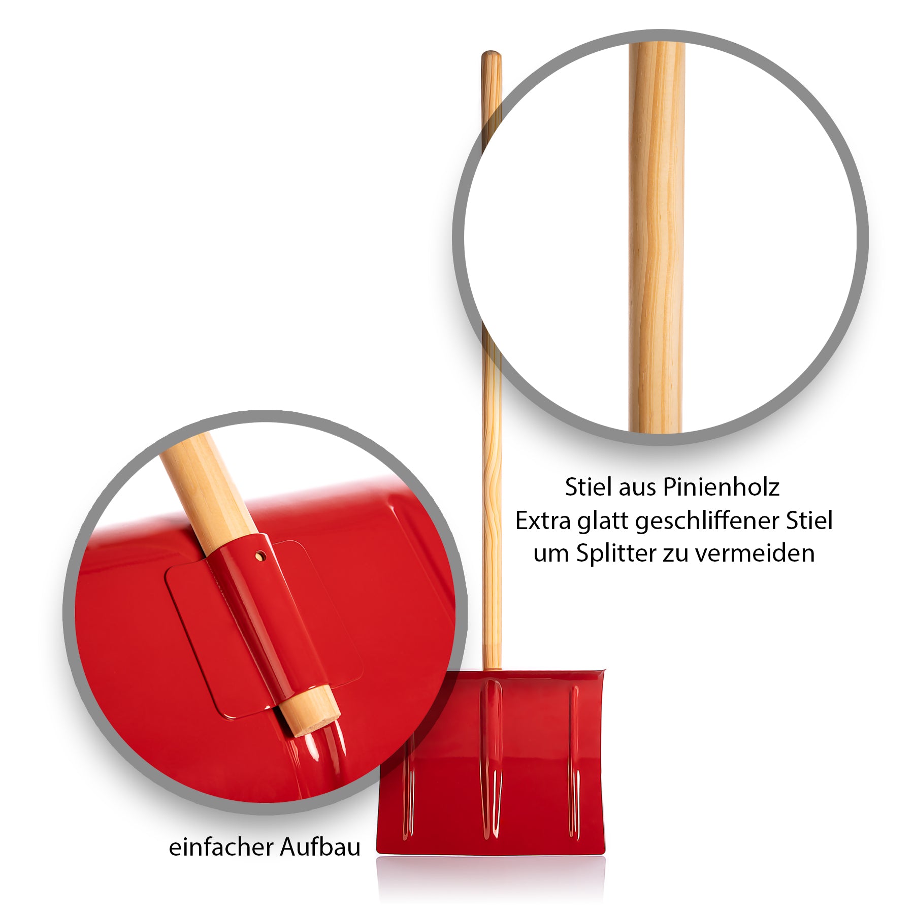 BigDean Schneeschaufel Kinder Rot Metall 90 cm