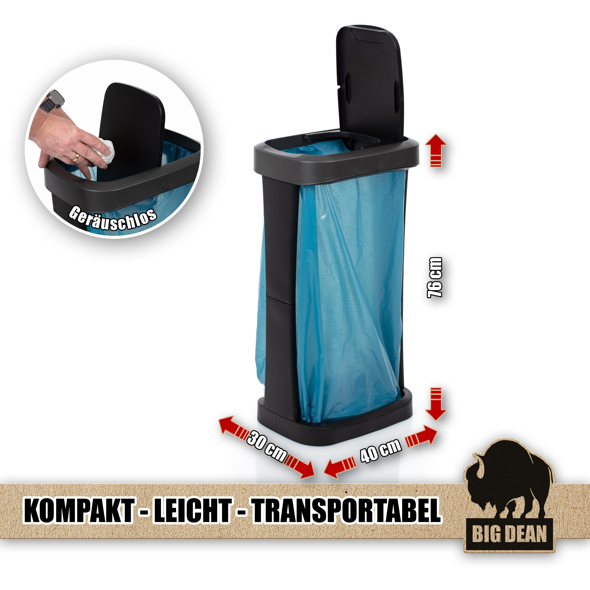 BigDean Haushalt & Alltag Müllsackständer 70-120L 2 Stück