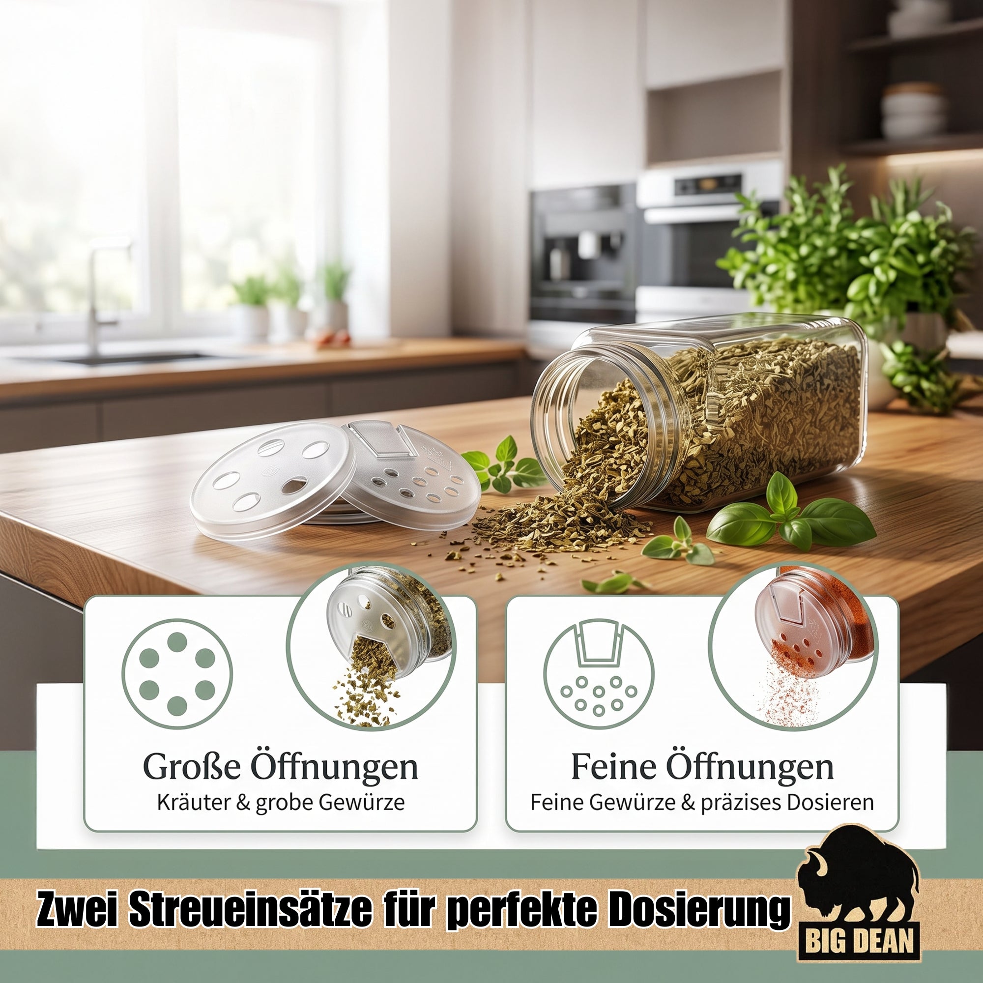 BigDean Gewürzgläser eckig luftdicht 24er 100 ml Aludeckel
