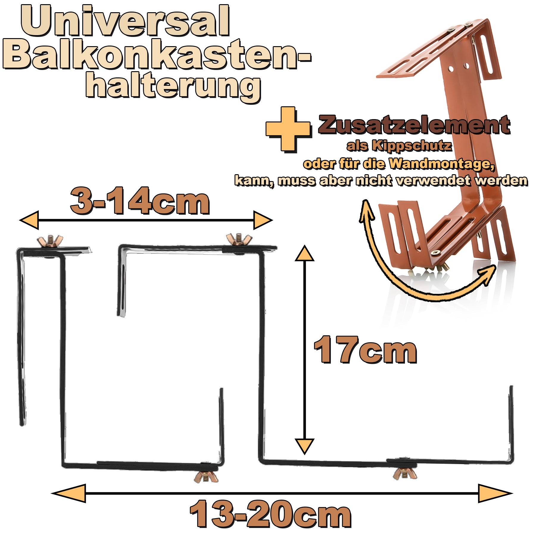 BigDean Blumenkastenhalterung Terracotta 6 Stück Halter