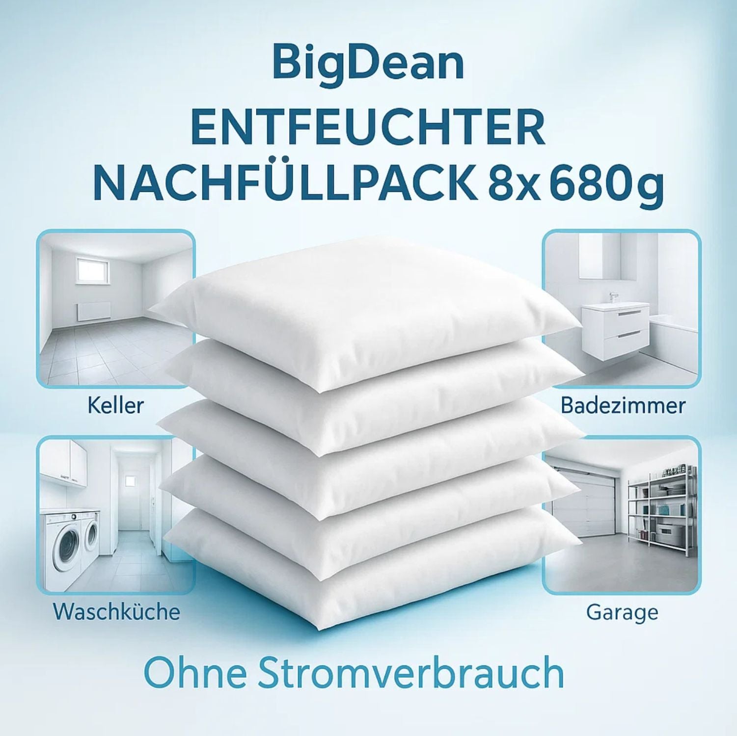 BigDean Luftentfeuchter Nachfüllpack 8x680 g Granulat