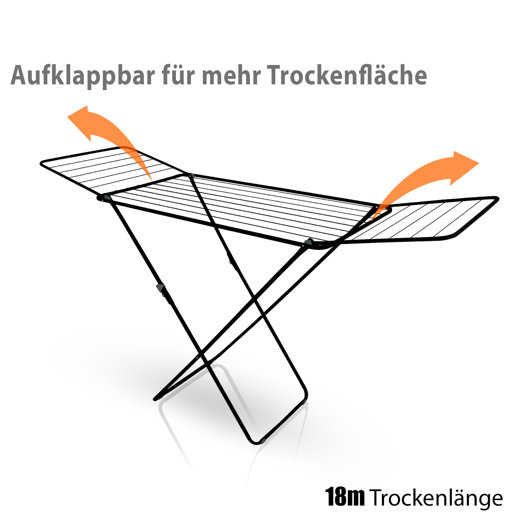 BigDean Haushalt & Alltag Wäscheständer Schwarz 18m X-Beine