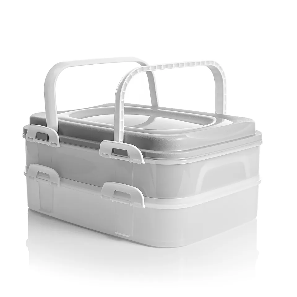 BigDean Küche Partycontainer 2 Etagen Pastell Grau Hebeeinsatz