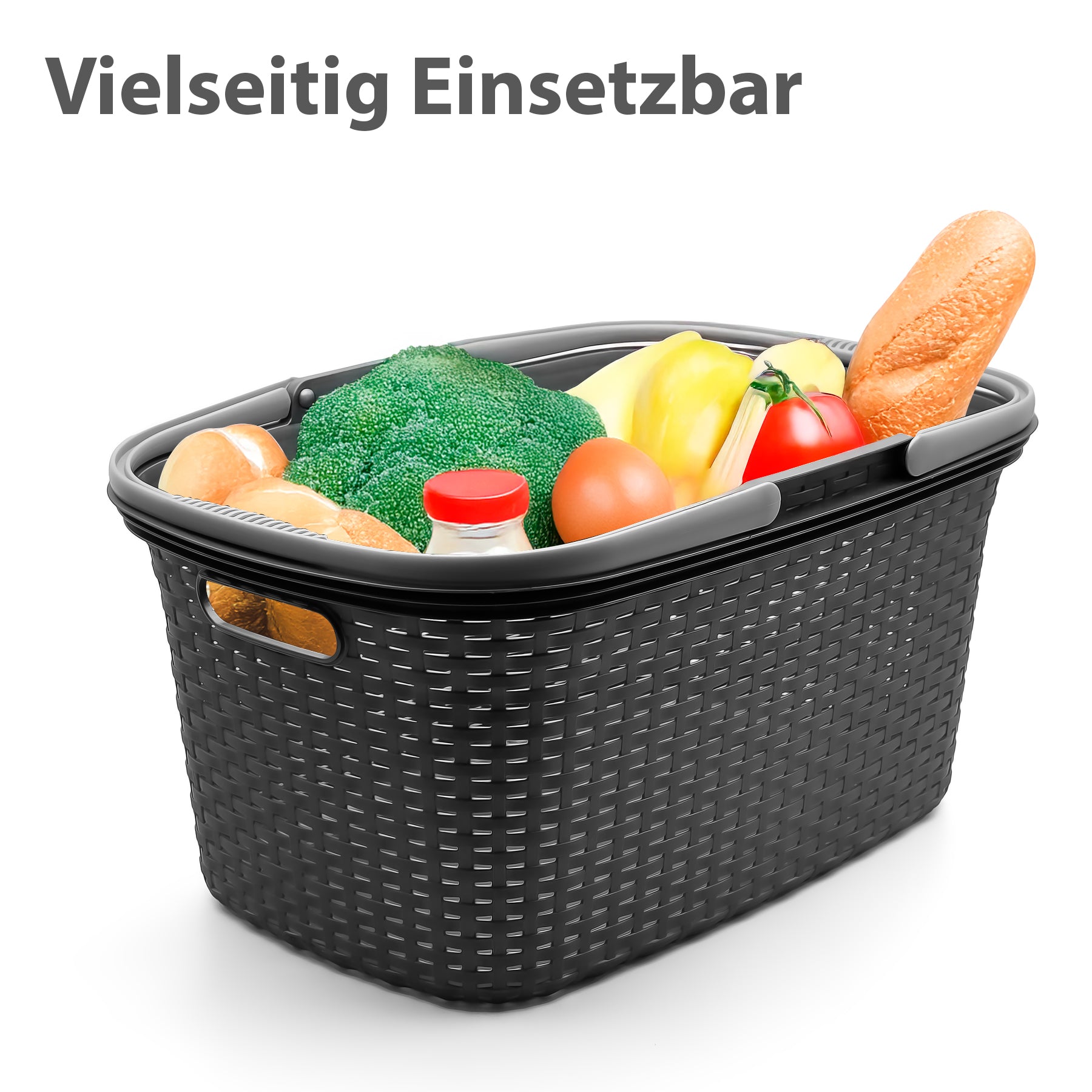 BigDean Wäschekorb 35L Rattan Henkel 3er Set
