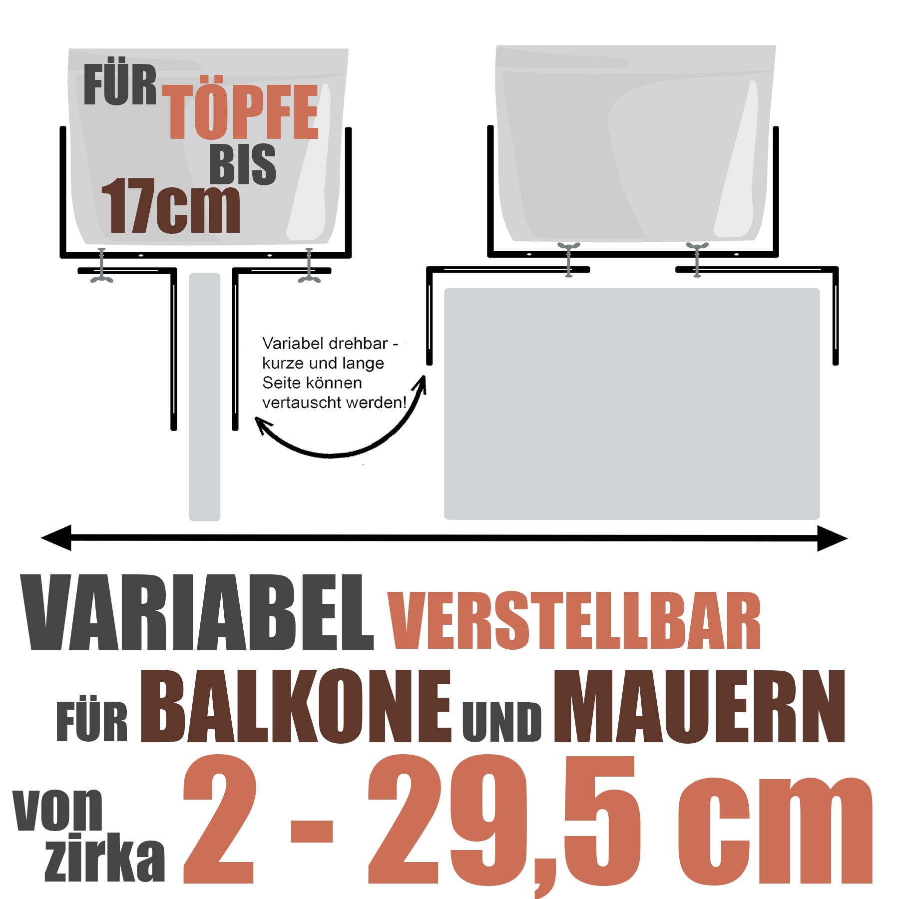 BigDean Blumenkastenhalter Terrakotta H-Form 10 Stück