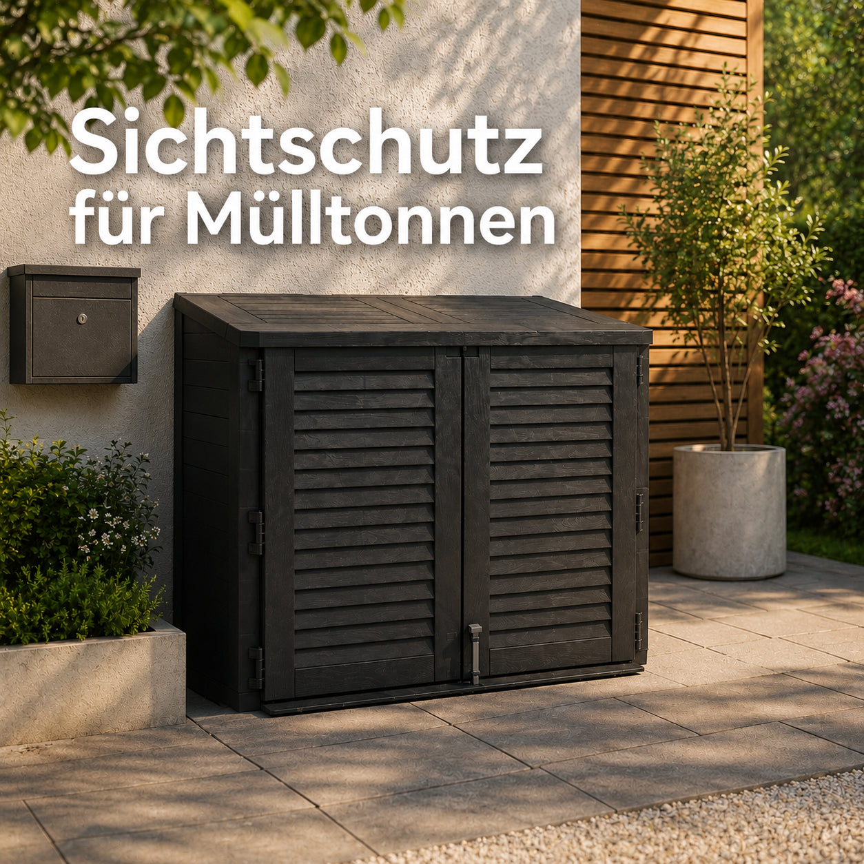BigDean Haushalt & Alltag Mülltonnenbox 2er Schwarz 950 L