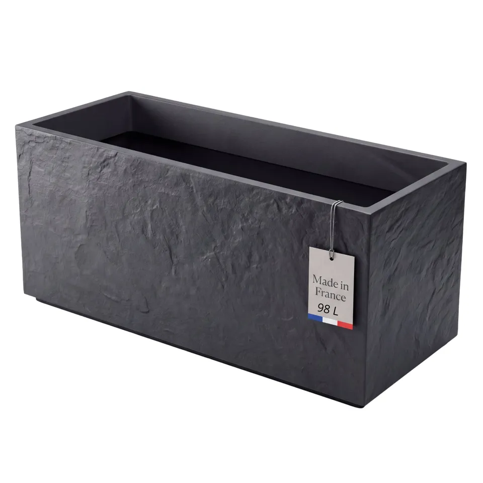 BigDean Pflanzkübel Gross 100 cm Schiefer-Optik Wasserspeicher rechteckig