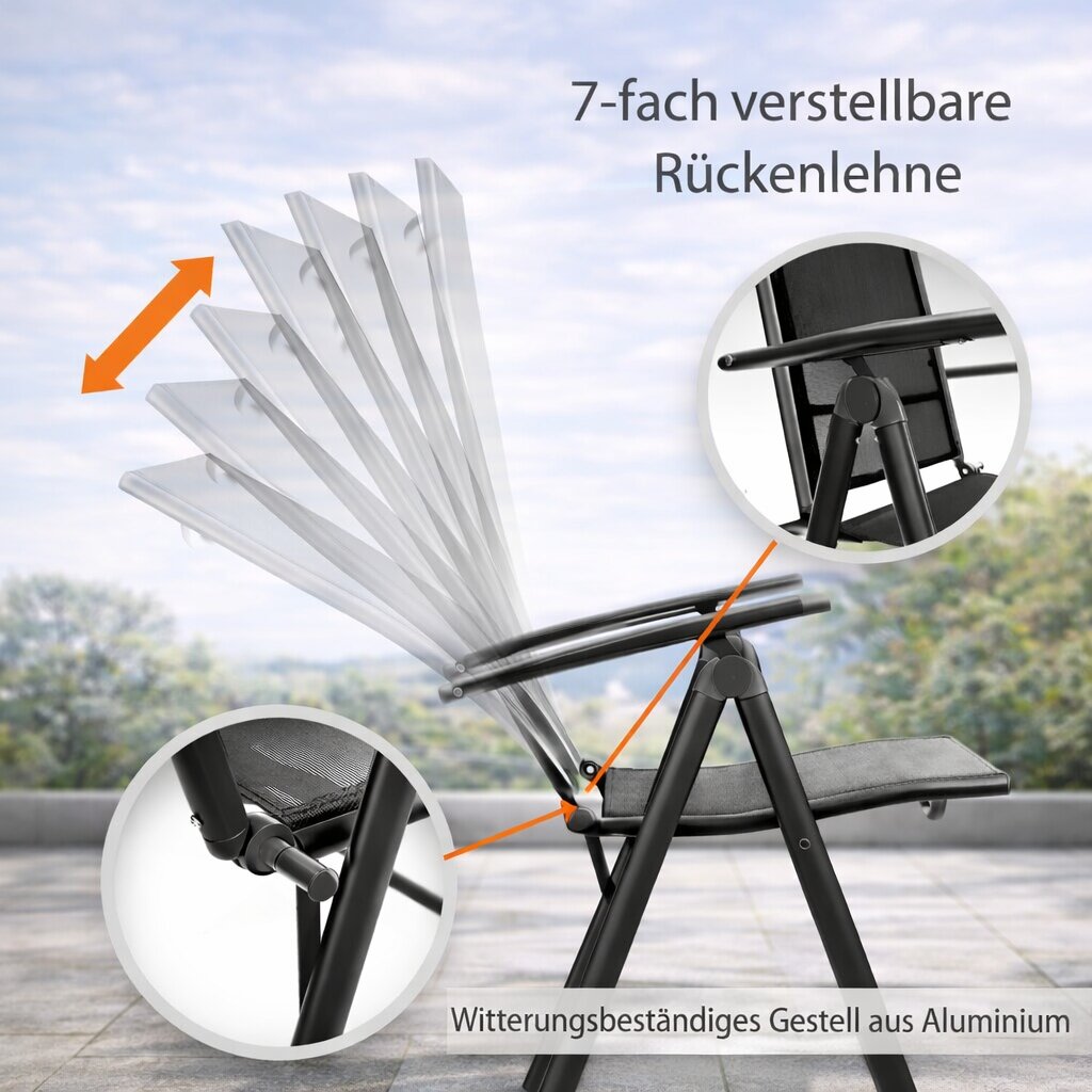 BigDean Garten Gartenstuhl Hochlehner 2er Set schwarz klappbar