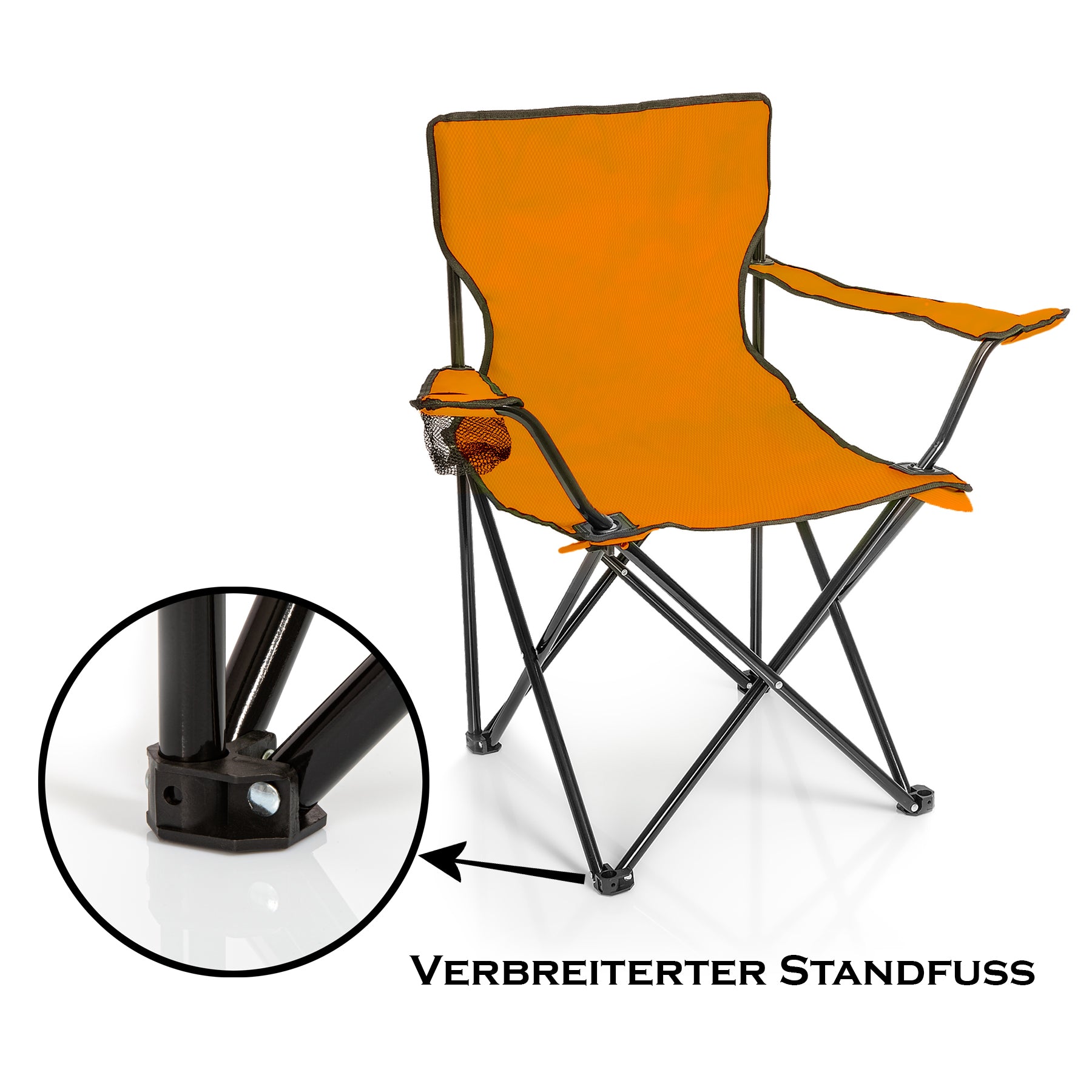 BigDean Faltstuhl Orange 2er mit Getränkehalter Tasche