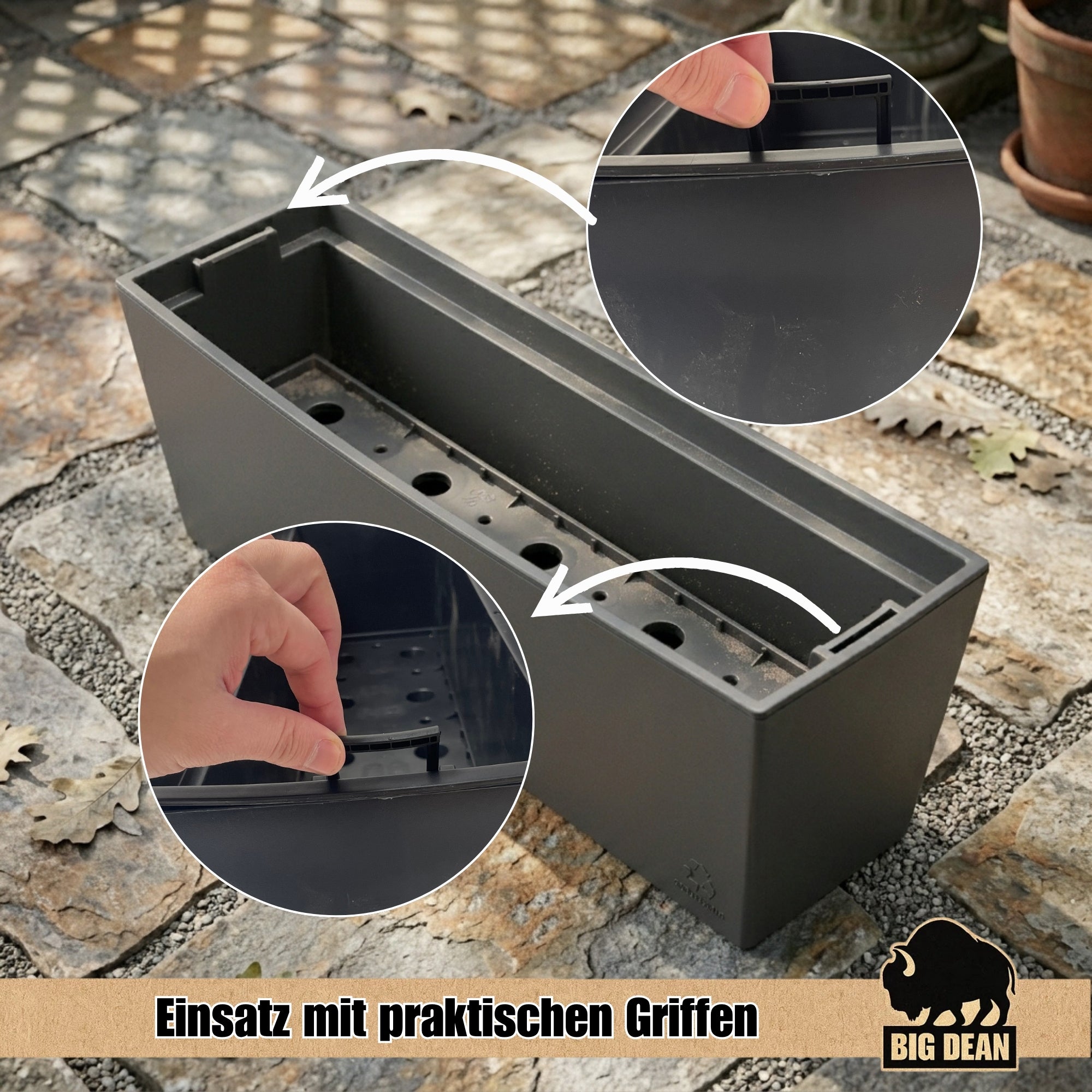 BigDean Pflanzkübel 77cm lang Blumenkübel mit Wassereinsatz