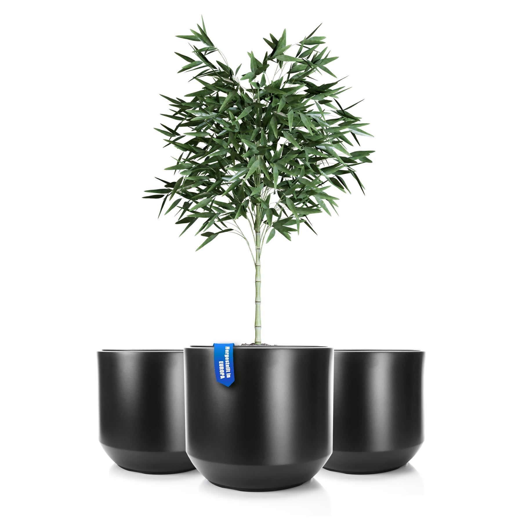 BigDean Style Blumentopf 46 cm anthrazit 3er Set wetterfest