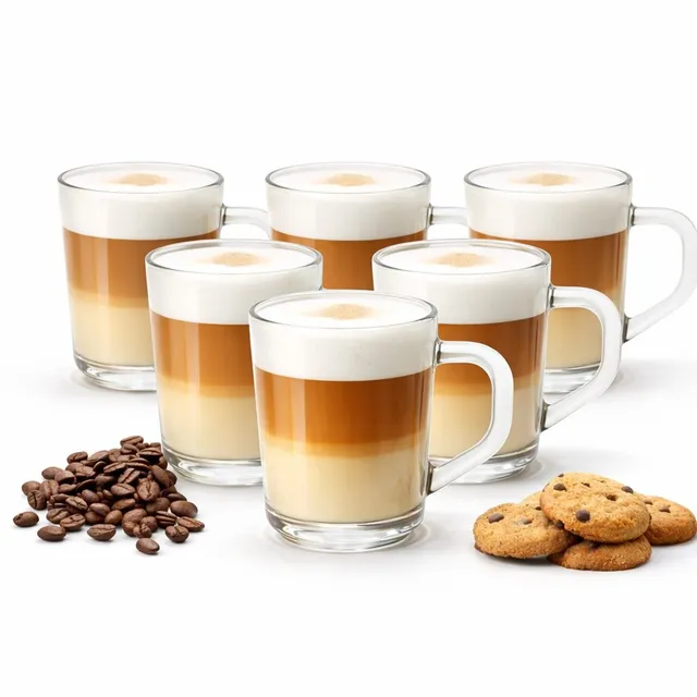 BigDean Latte Macchiato Gläser mit Henkel 230 ml 6er Set klar