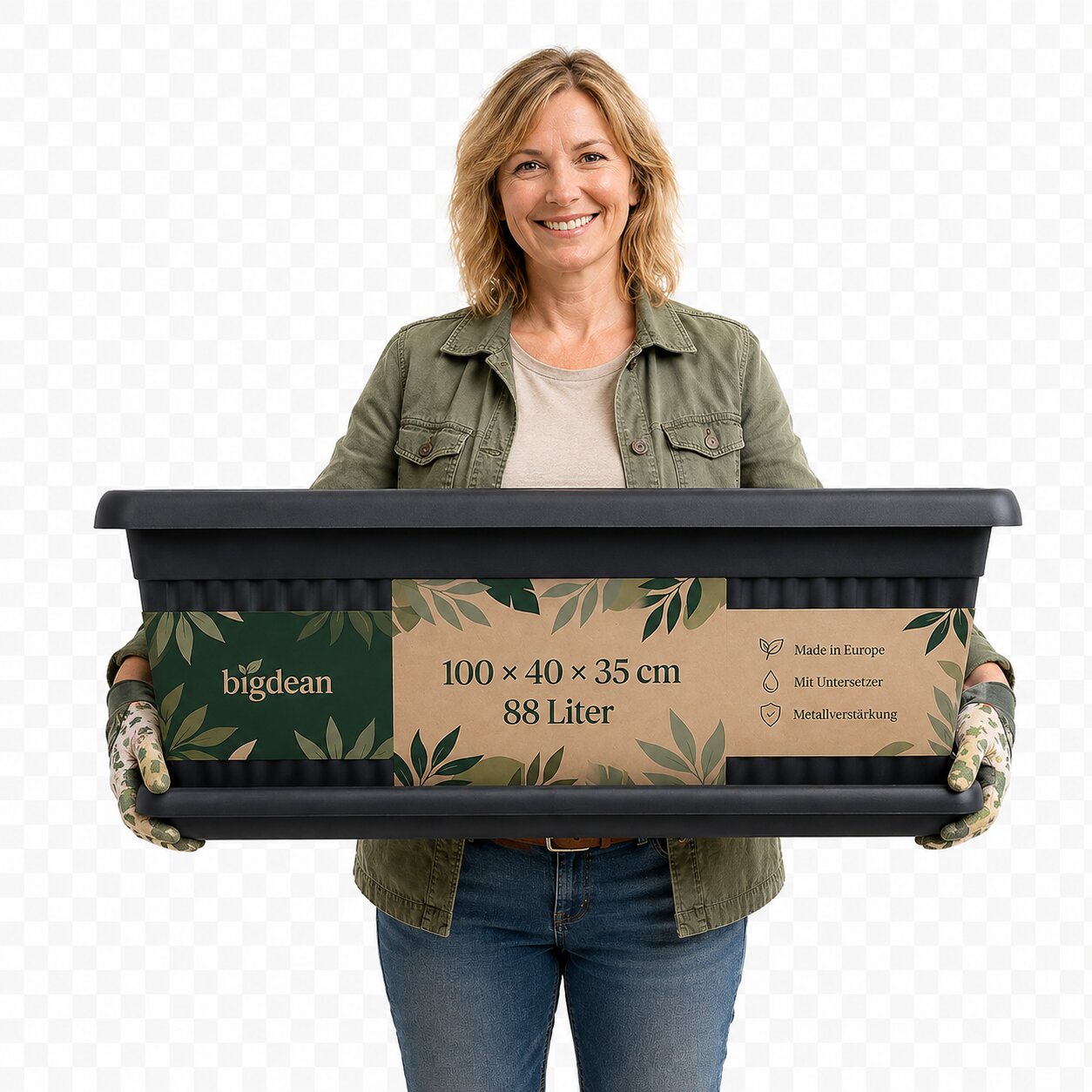 BigDean Blumenkübel Jumbo 100x40 Anthrazit 88 L Untersetzer