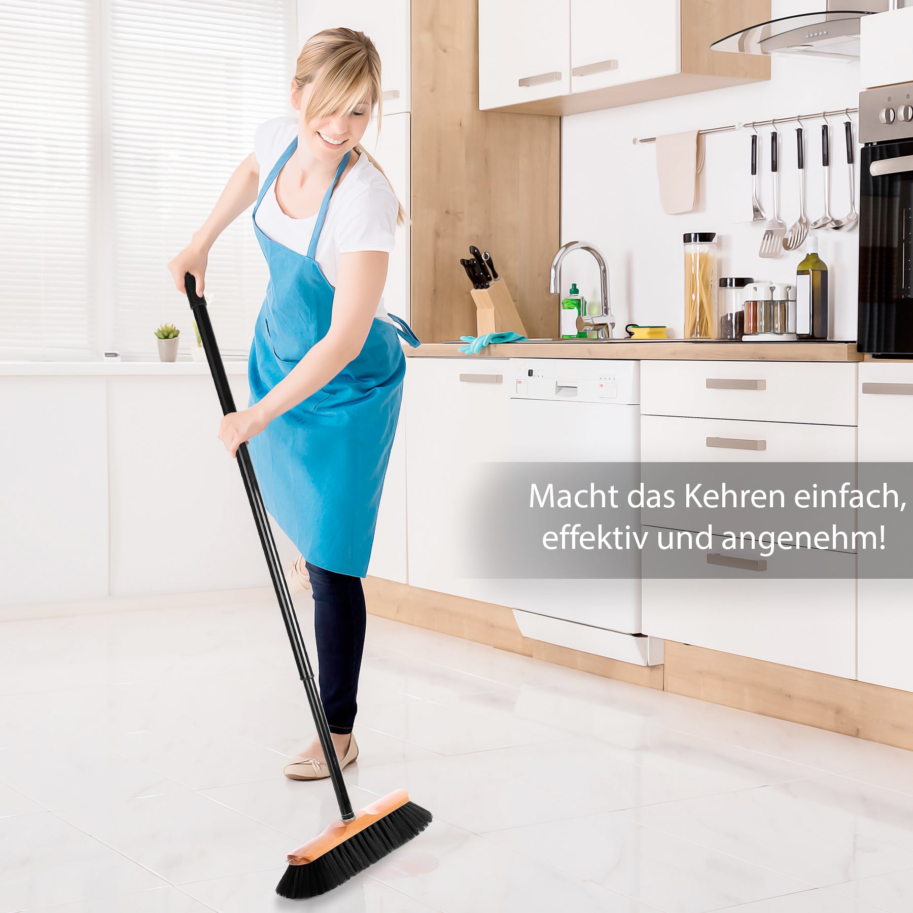 BigDean Bad Zimmerbesen Rosshaar 150 cm Ausziehbar