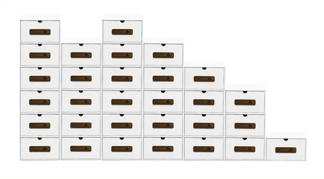 BigDean Haushalt Schuhbox Weiß Sichtfenster 30er-Set stapelbar