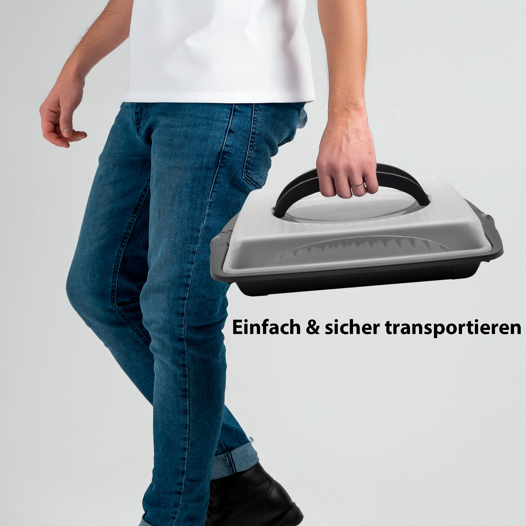 BigDean Küche & Vorrat Kuchenbox rechteckig anthrazit für Blechkuchen