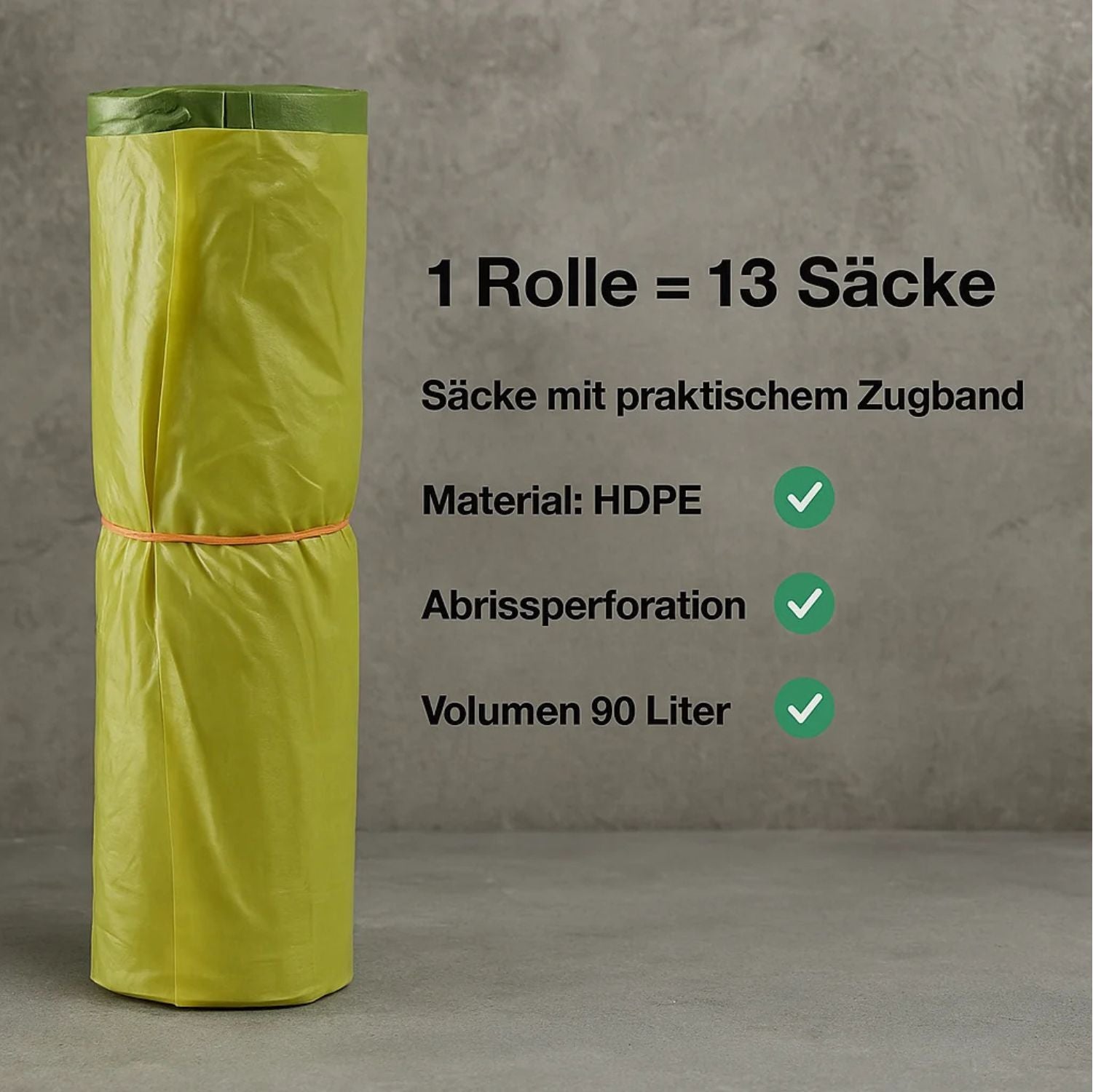 BigDean Haushalt & Alltag Gelbe Säcke 90L Zugband 65 Stück reißfest
