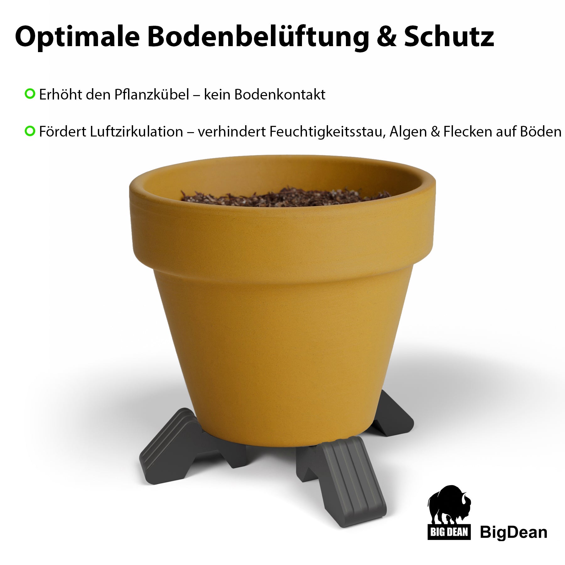 BigDean Blumentopf-Füßchen Anthrazit 16 Stück Untersetzer