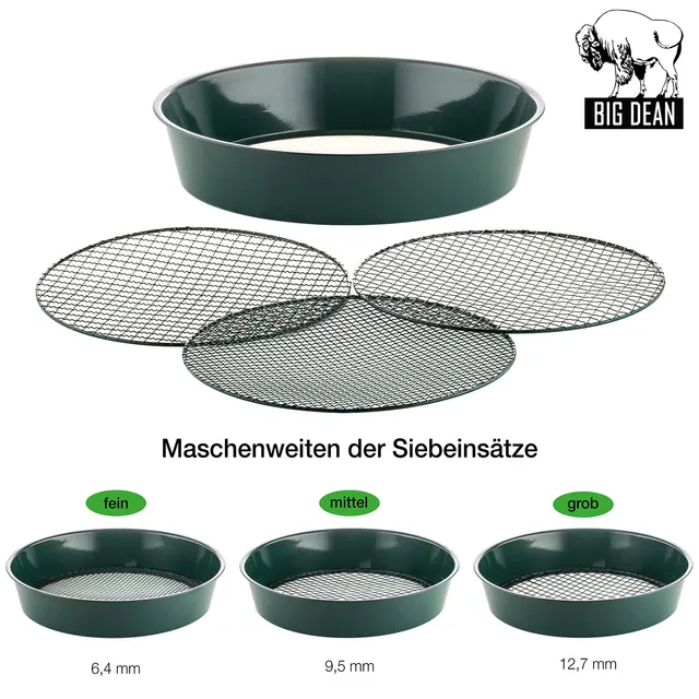 BigDean Gartensieb XL Metall Ø37cm 3 Einsätze