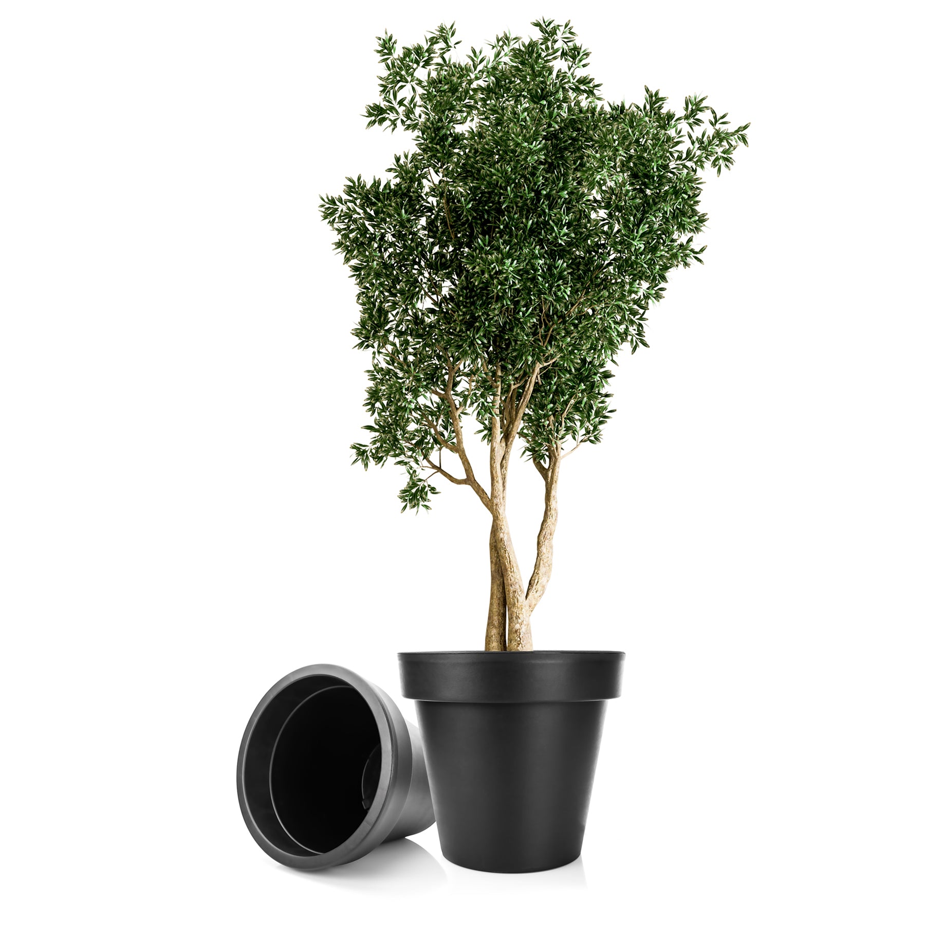BigDean Garten 2x Blumentopf XXL 60 cm anthrazit Rollen