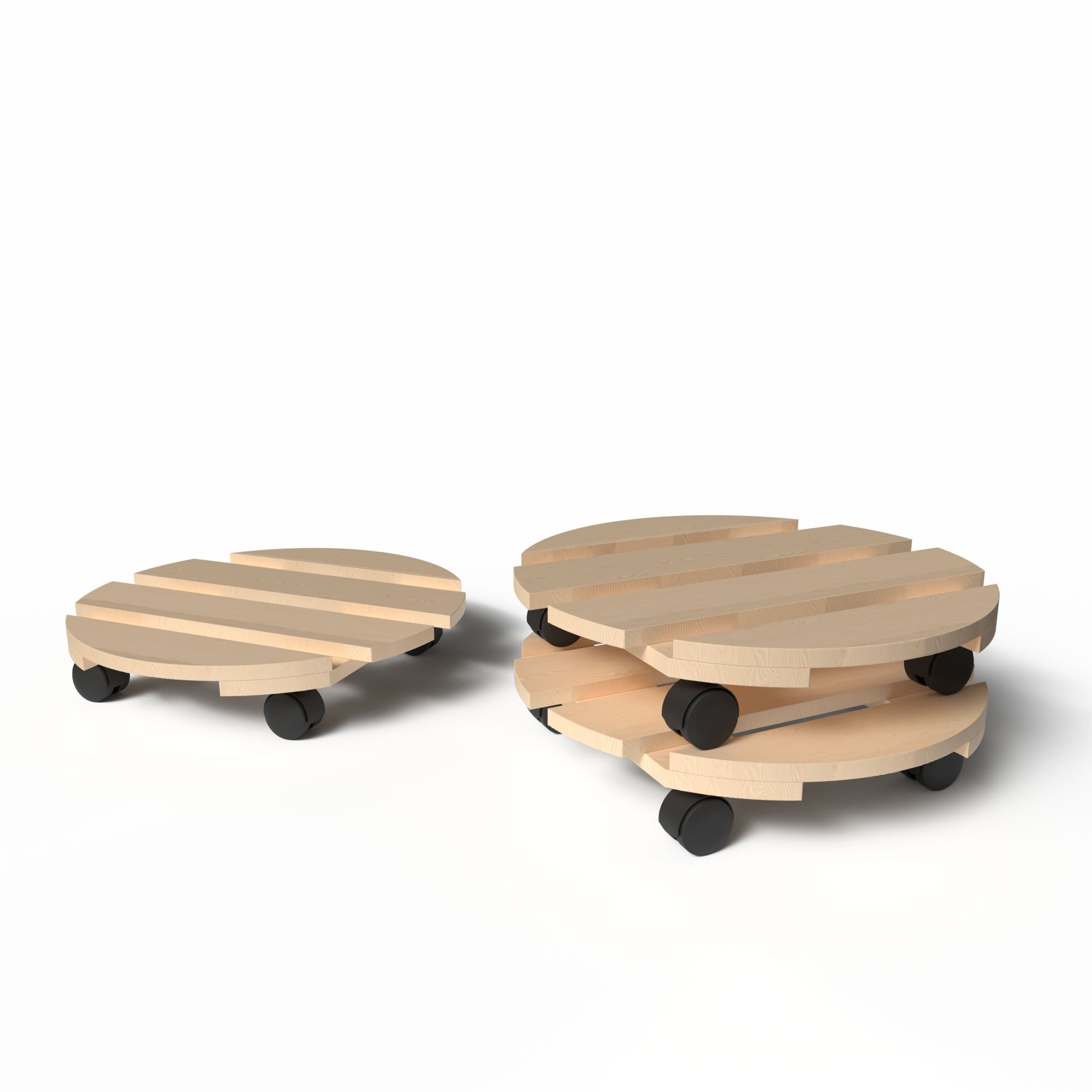 BigDean Pflanzenroller Holz Rund 30cm 3er Set 120kg