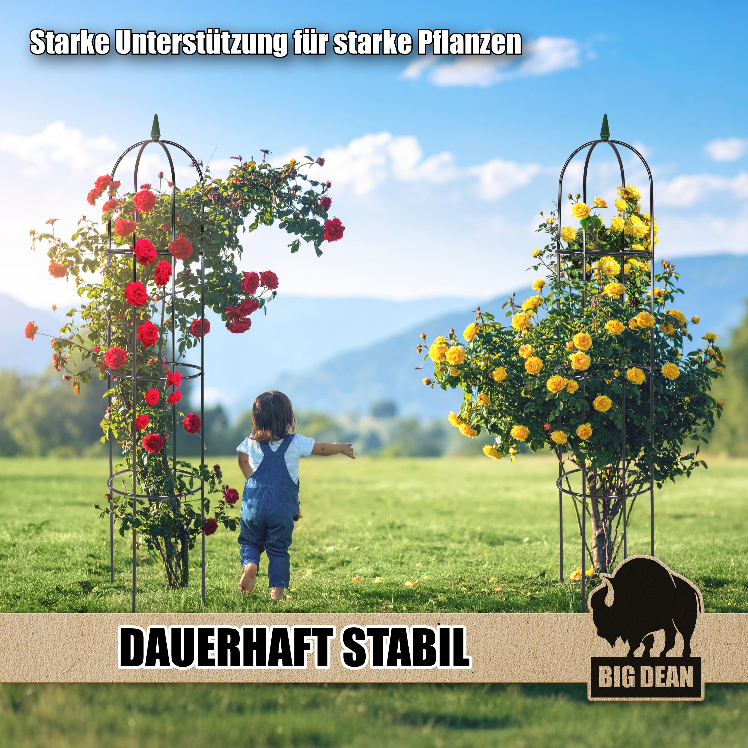 BigDean Garten Rankgitter Metall 1,93 m Obelisk Spalier