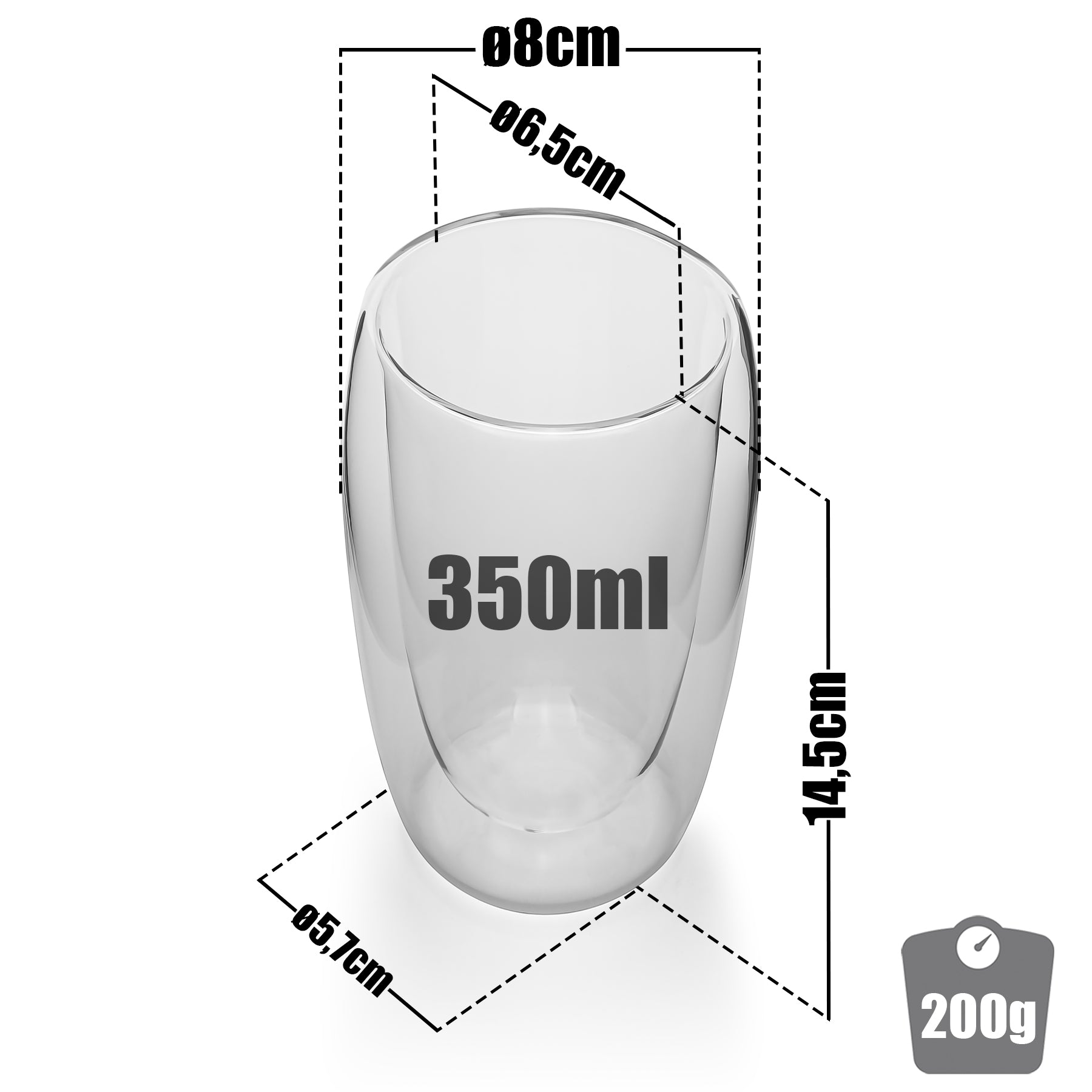 BigDean Küche Latte Macchiato Gläser 350ml 4er doppelwandig