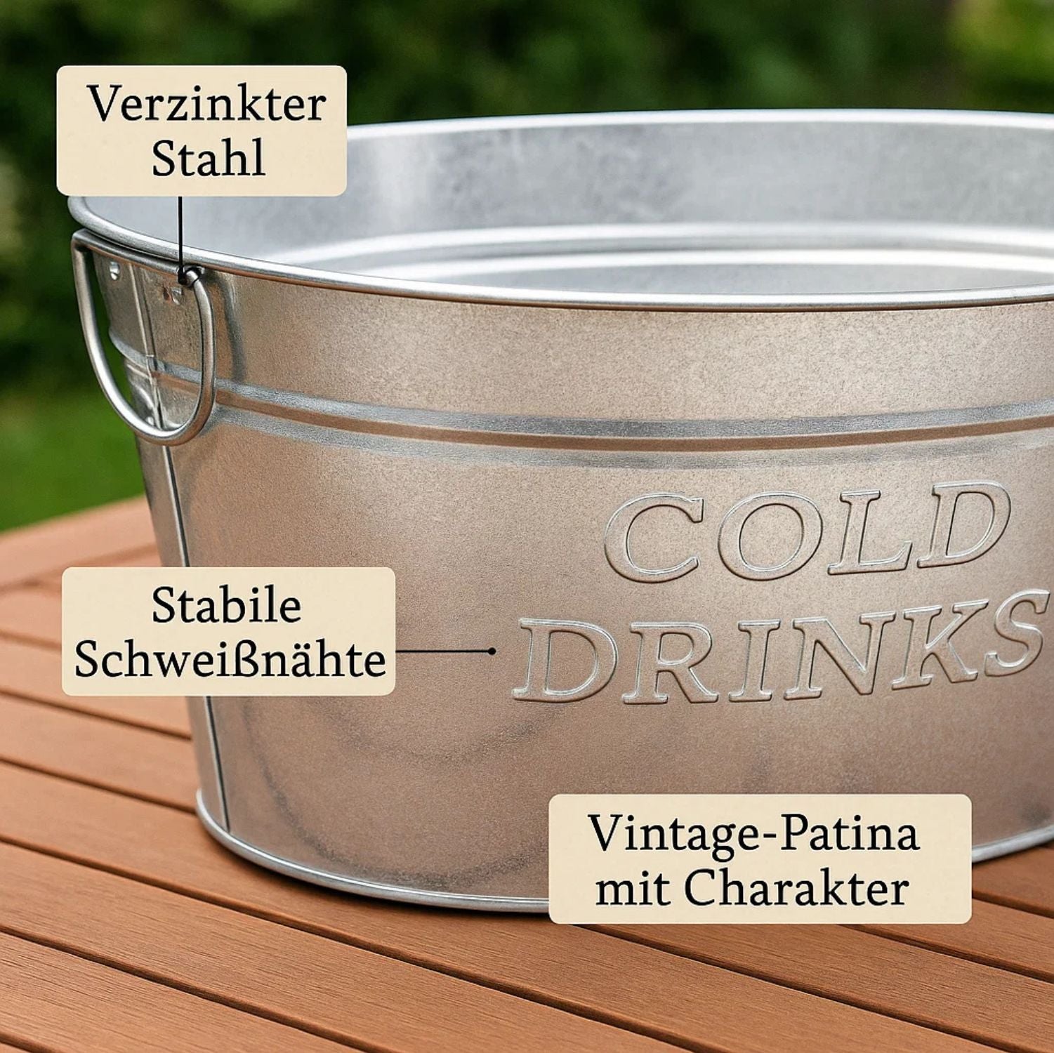 BigDean Zinkwanne Groß XXL 24L Getränkekühler Verzinkt