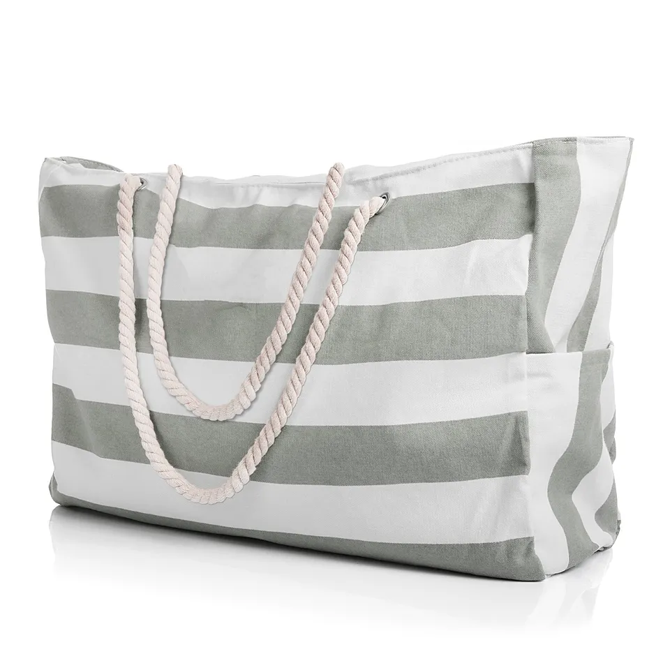 BigDean Strandtasche XXL Badetasche mit Reißverschluss 53x38cm