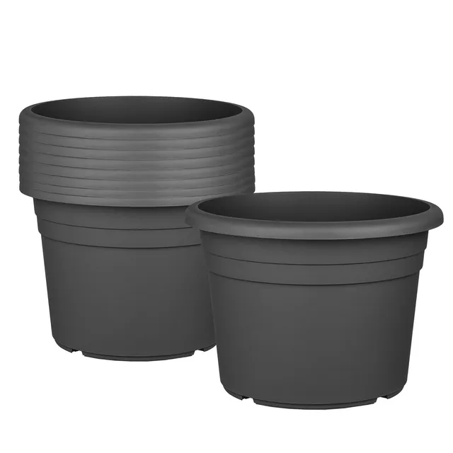 BigDean Garten Blumentopf 40 cm Anthrazit 9er Kunststoff