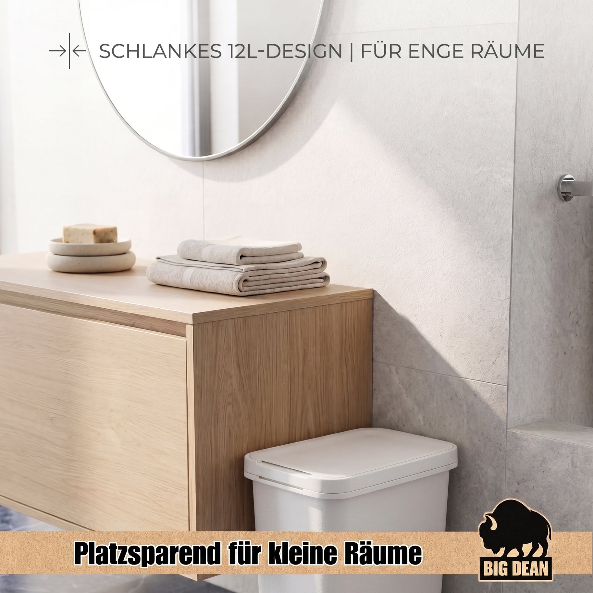 BigDean Haushalt 2x Mülleimer 12L mit Deckel Henkel