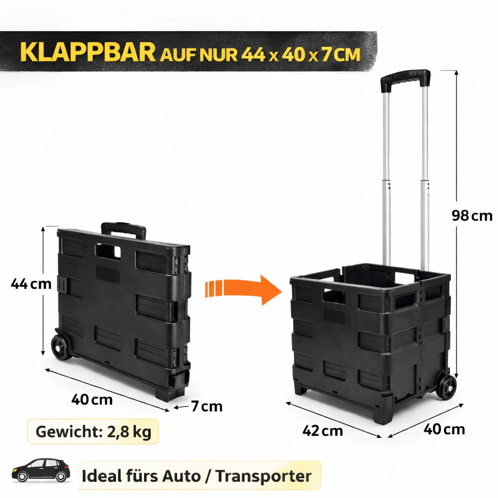 BigDean Werkzeugtrolley klappbar 35kg mit Rollen
