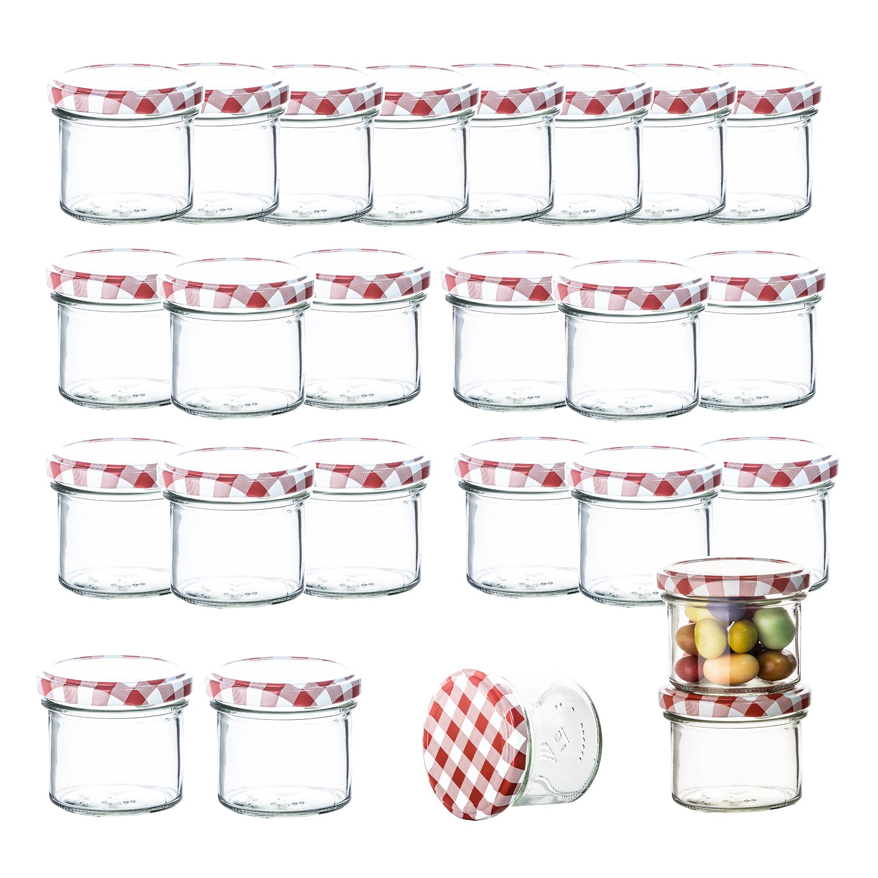 BigDean Marmeladenglas 125ml 24er Set Sturzglas kariert