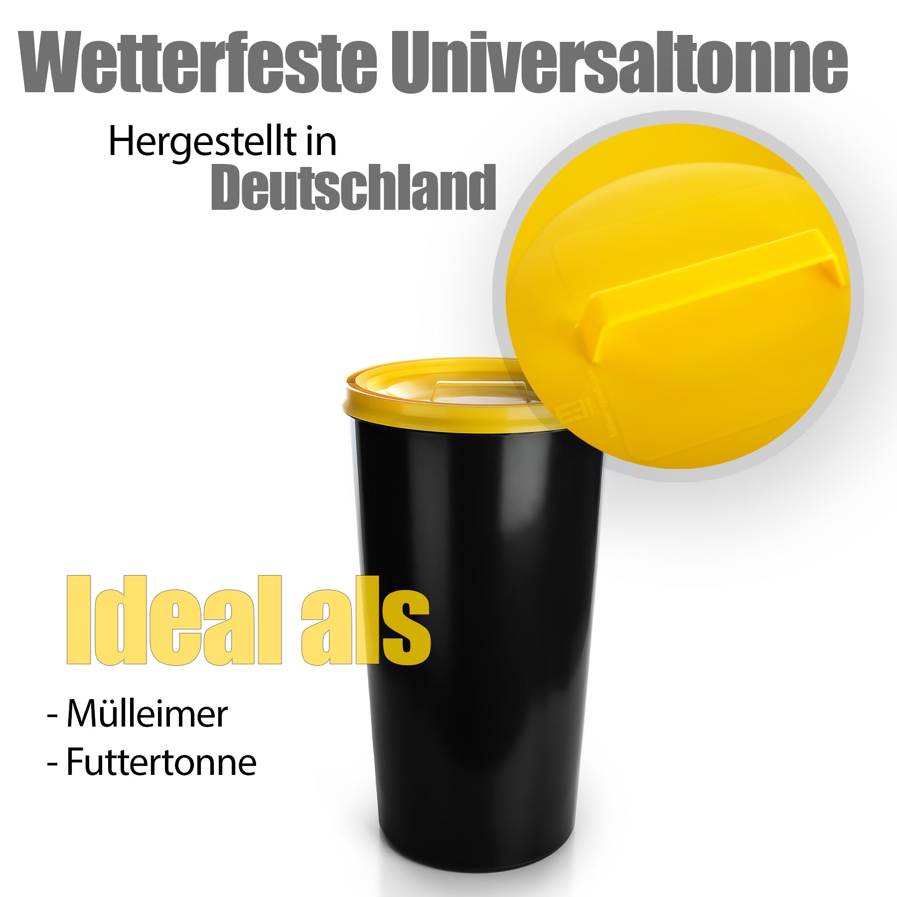 BigDean Haushalt Gelber Sack Mülleimer 60L mit 10 Rollen luftdicht