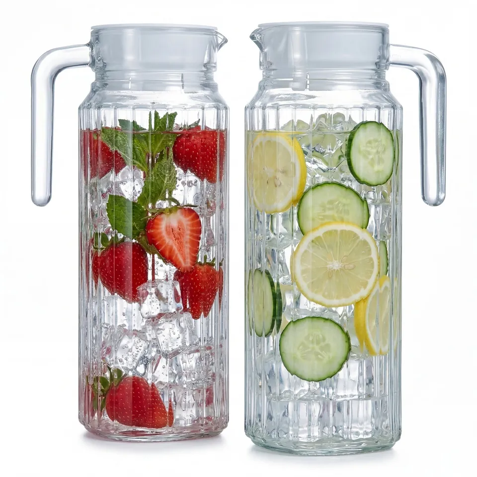 BigDean Küche & Vorrat Kühlschrankkrug Glas 1,1 L 2 Stück