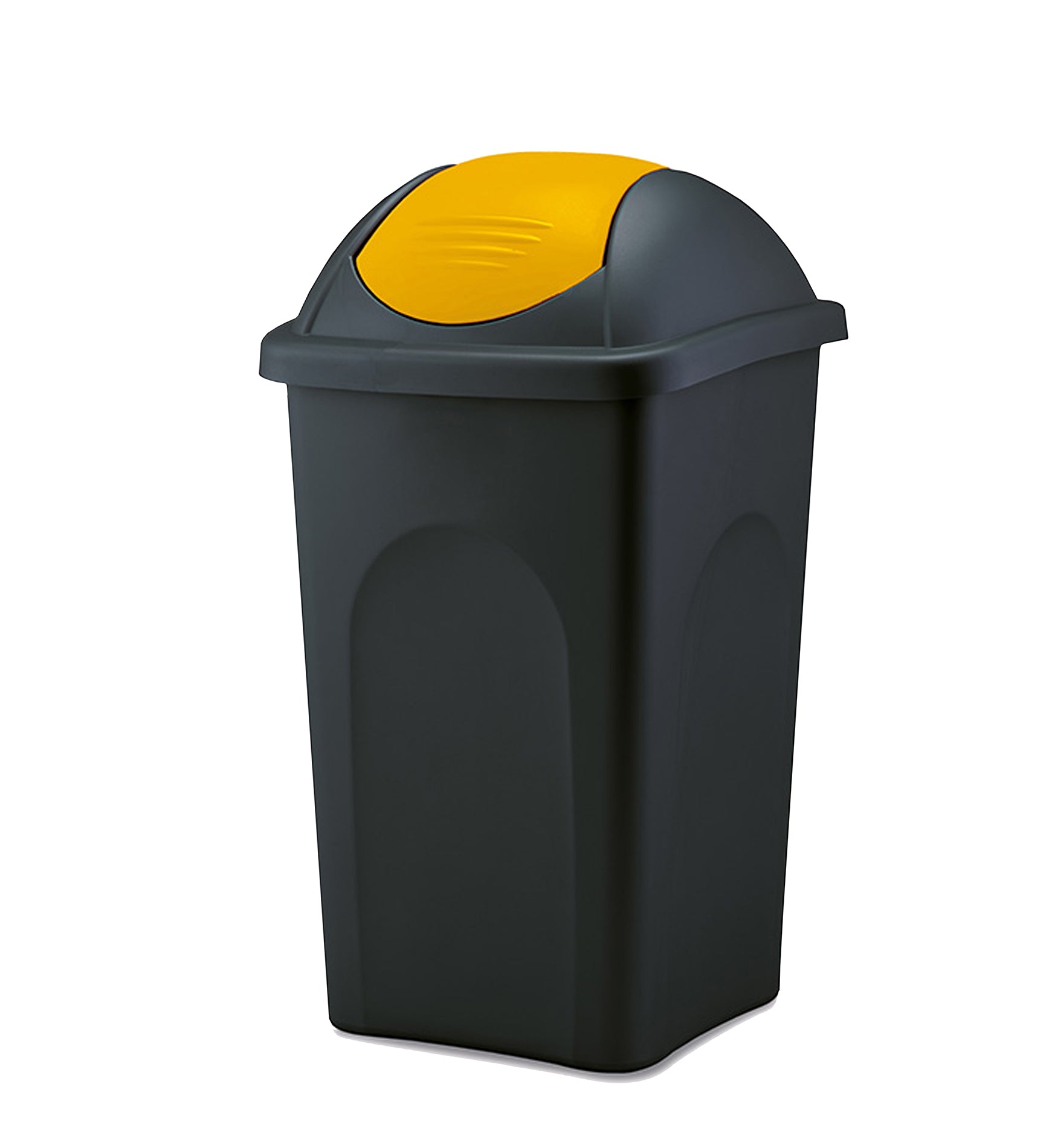 BigDean Haushalt Mülleimer 60L schwarz-gelb Schwingdeckel