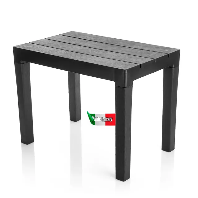 BigDean Garten Beistelltisch Schwarz Kunststoff Klappbar Outdoor