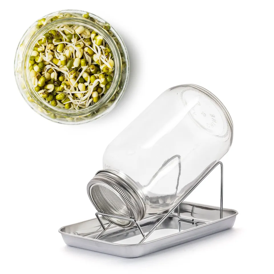 BigDean Sprossenglas Keimglas Set 1000ml mit Ständer