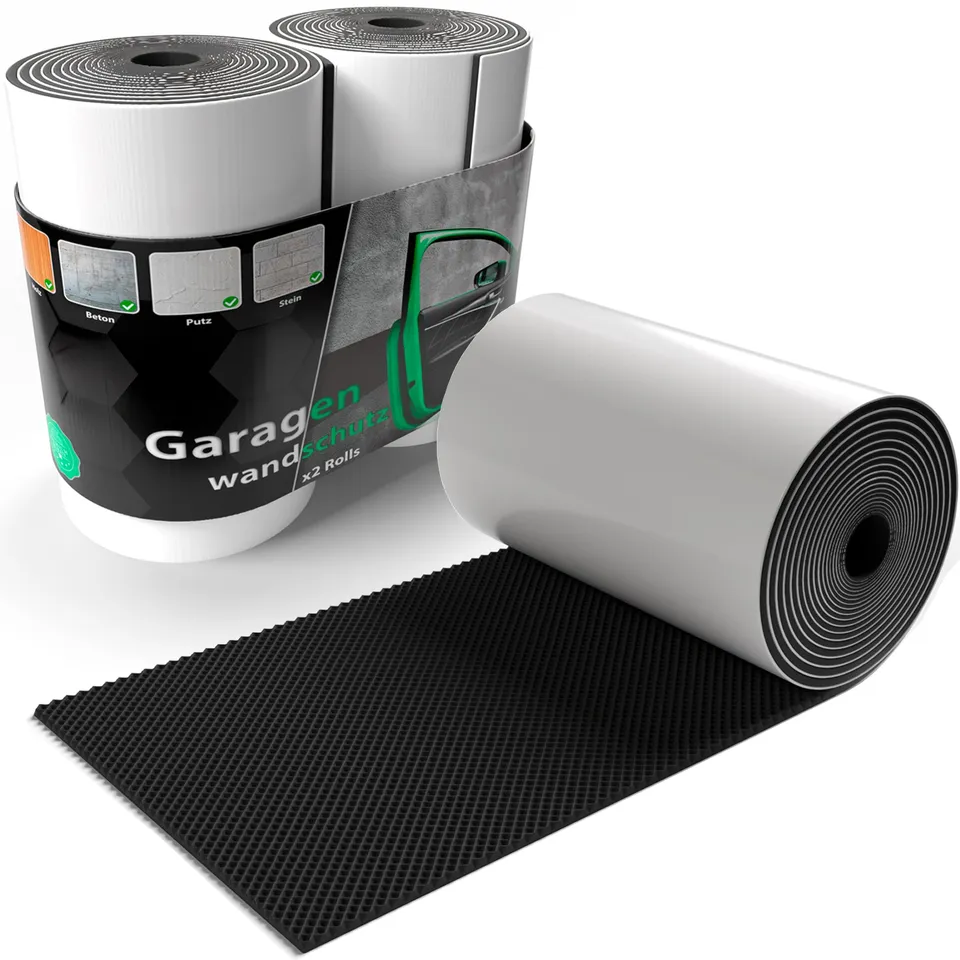 BigDean Garagen Wandschutz 2er Set selbstklebend 200x20cm Schwarz